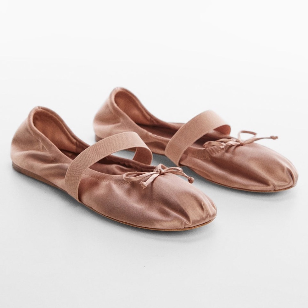 Mango Elastic Metallic Ballerinas Nude Size 40